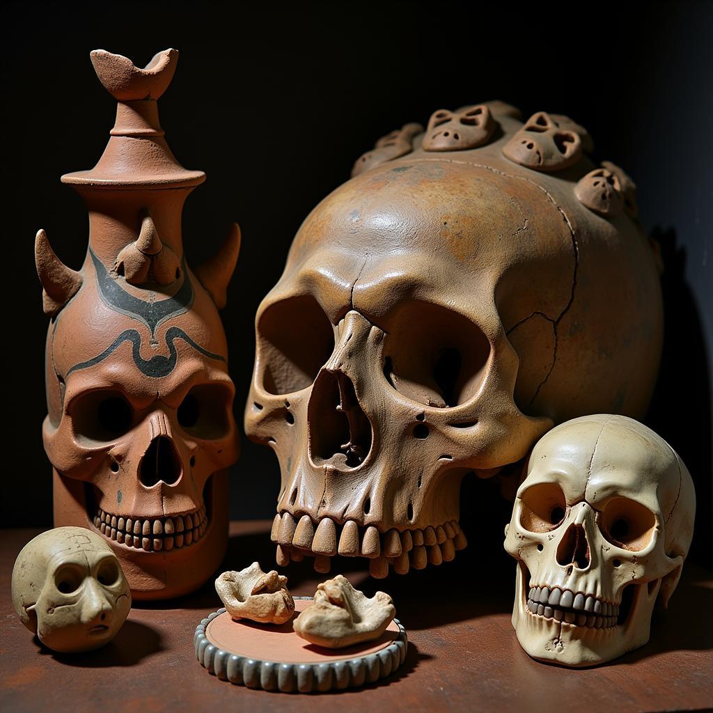 Ancient Rituals Using Human Skull Art