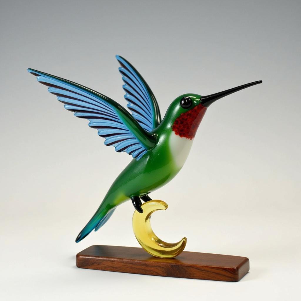 Hand-blown glass hummingbird sculpture