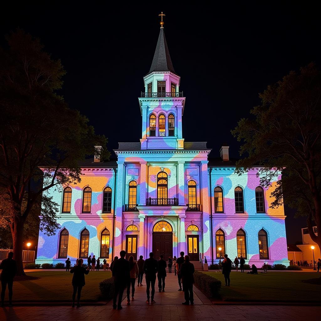 Projection Mapping on Historic Building at Illuminate Art Walk Raleigh NC