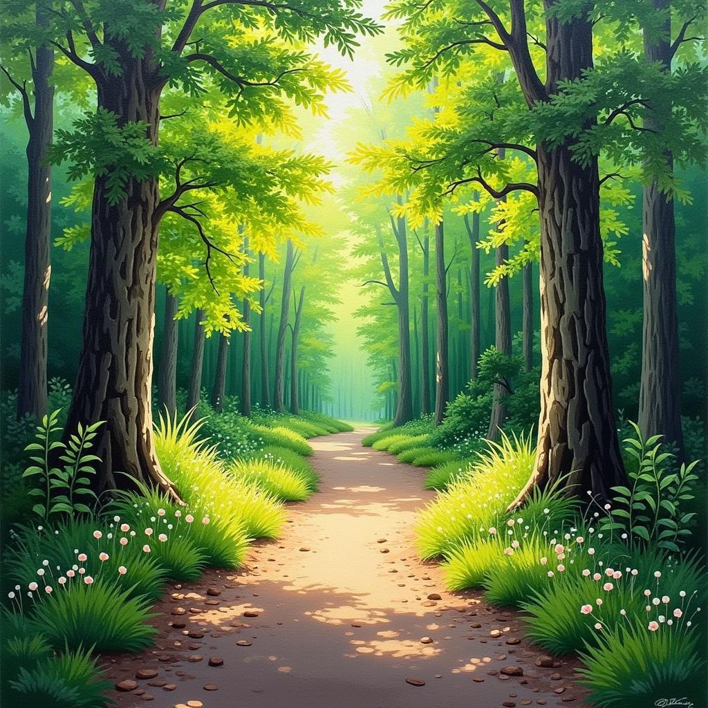 Impressionistic Landscape Painting of Forest