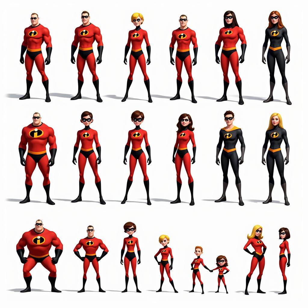 Incredibles Superhero Costume Design Variations Concept Art