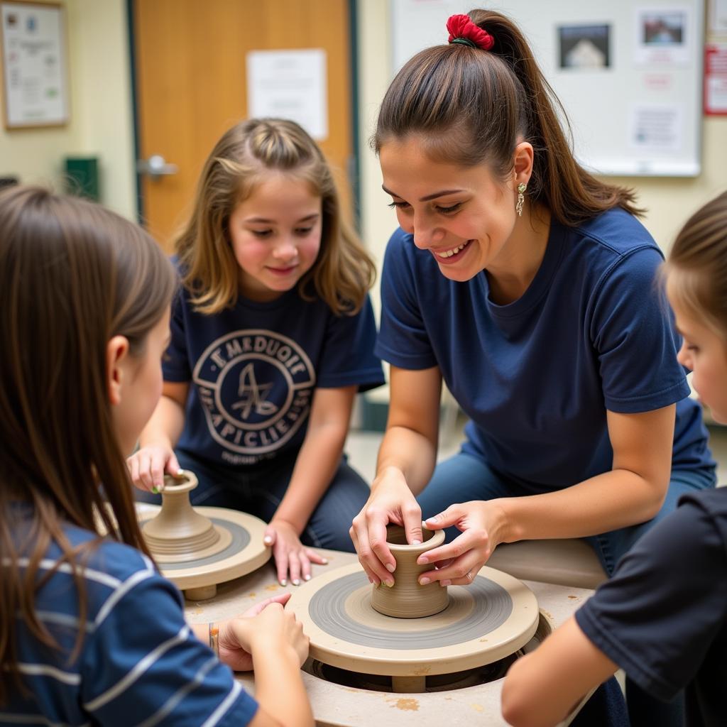 Indiana art teacher leading a classroom activity