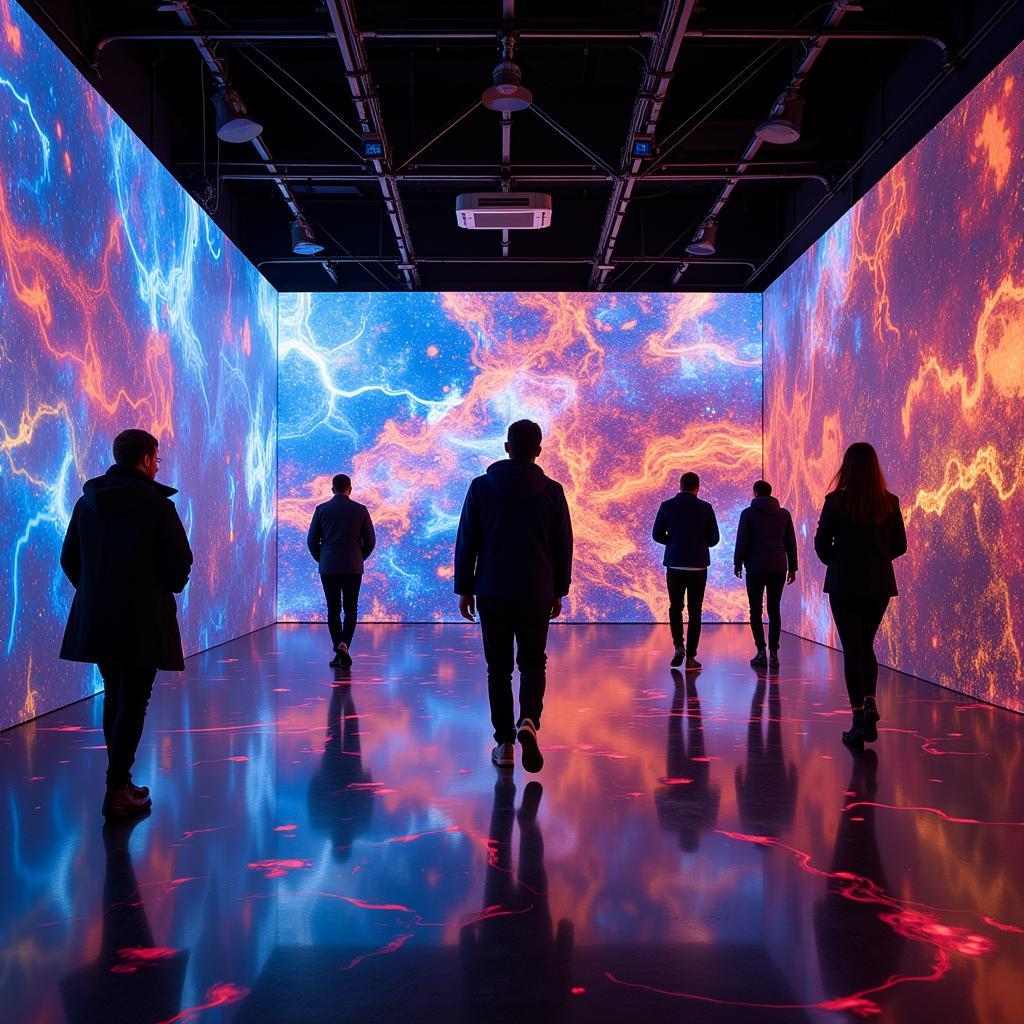 A captivating display of interactive digital art utilizing projection mapping technology.