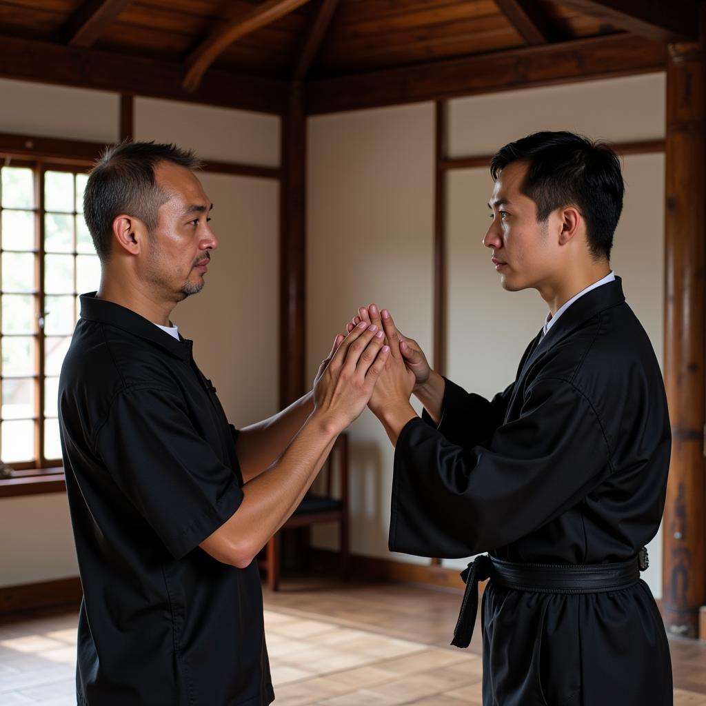 Internal Martial Arts Instructor Guiding Student