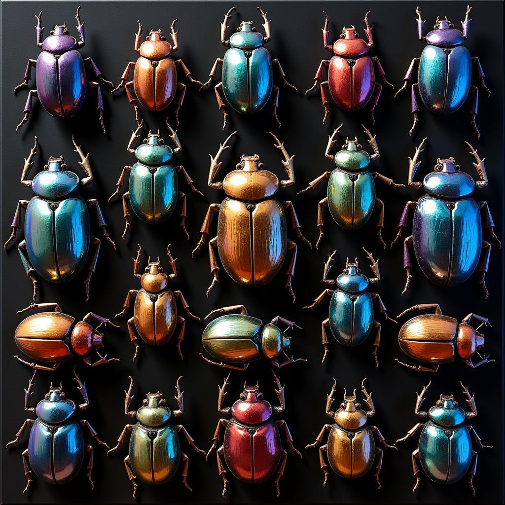 Iridescent Beetle Wall Art Display