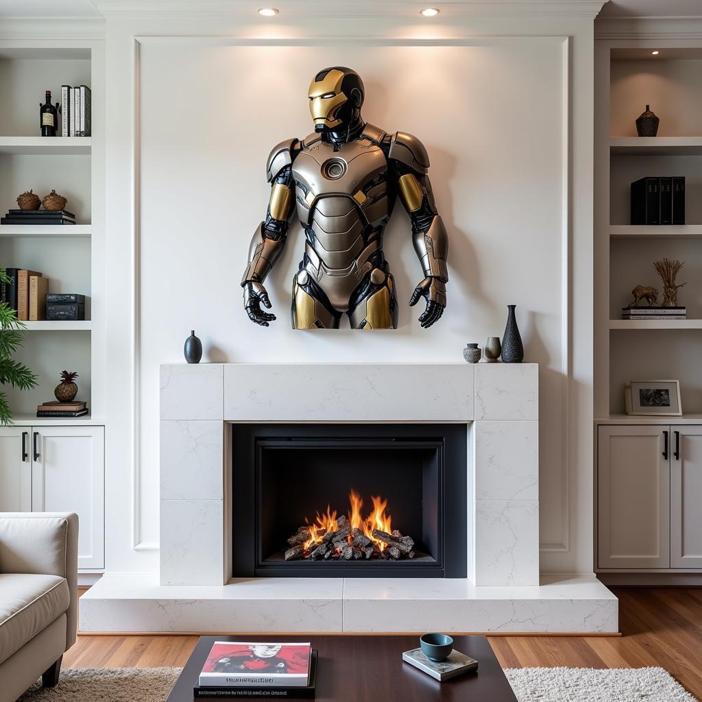 Iron Man Metal Wall Art in a Modern Living Room