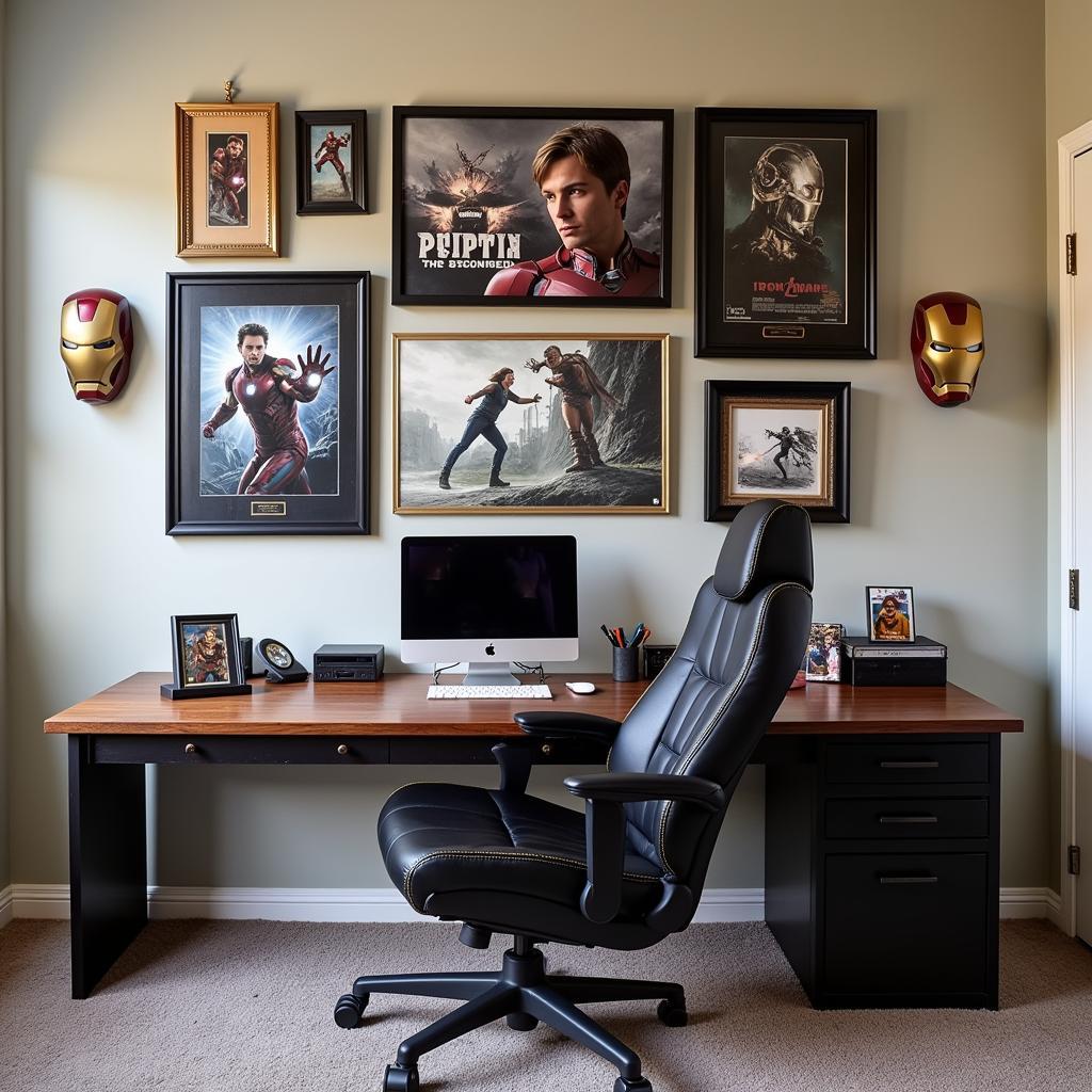 Iron Man Wall Art in a Home Office