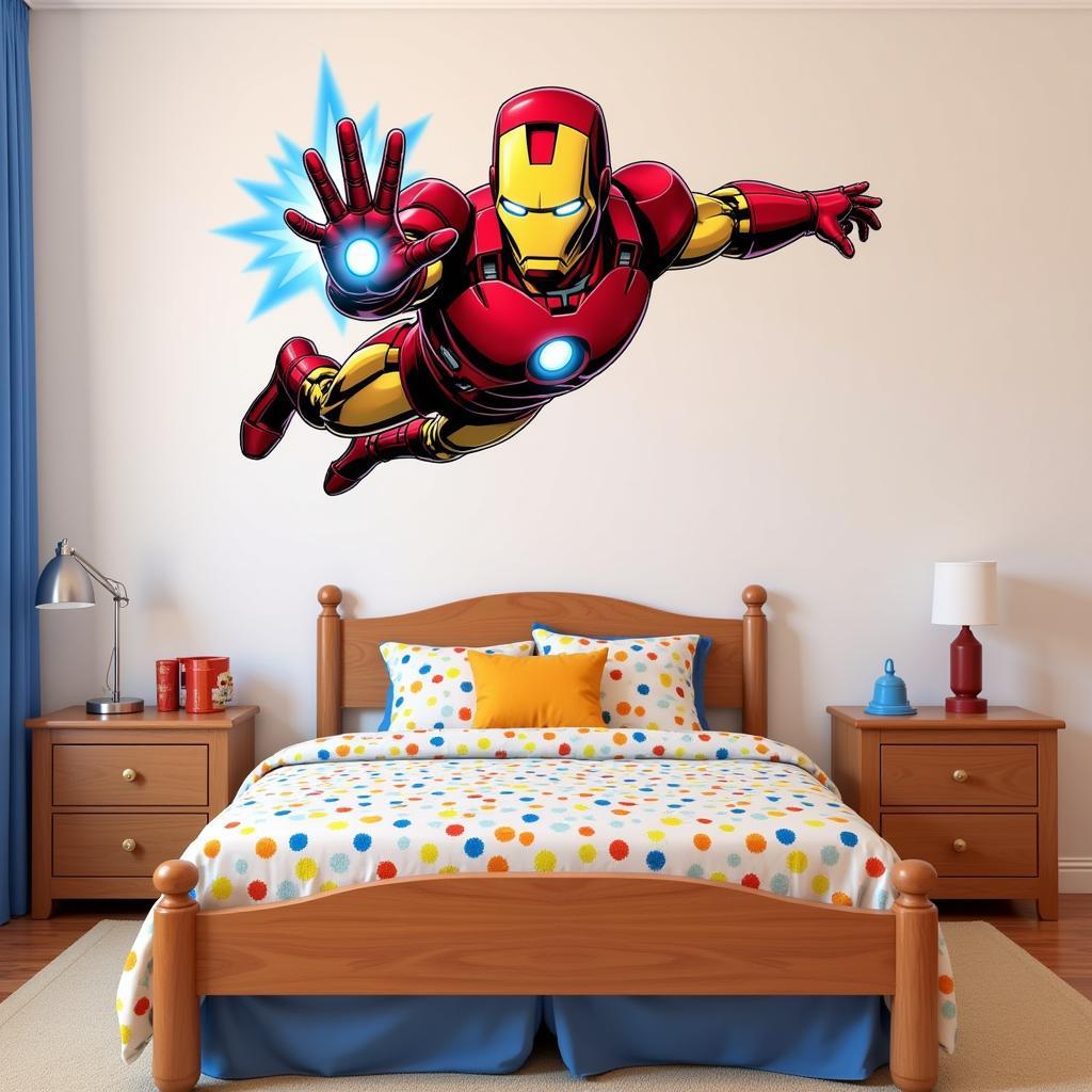 Iron Man Wall Art in a Kid's Bedroom