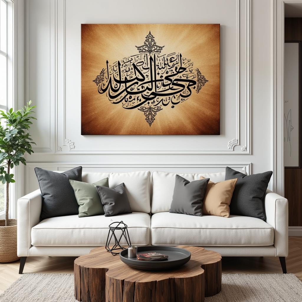 Islamic Calligraphy Canvas in a Modern Living Room