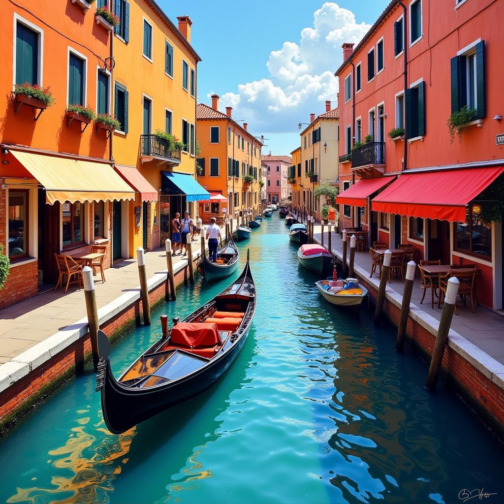 Jane Peterson painting of a Venice canal