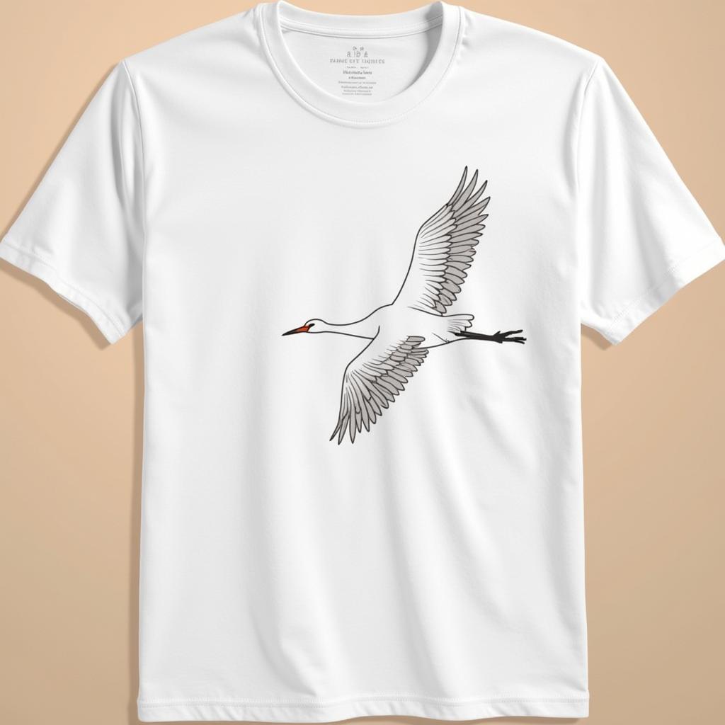 Crane Design Japanese Art T-shirt