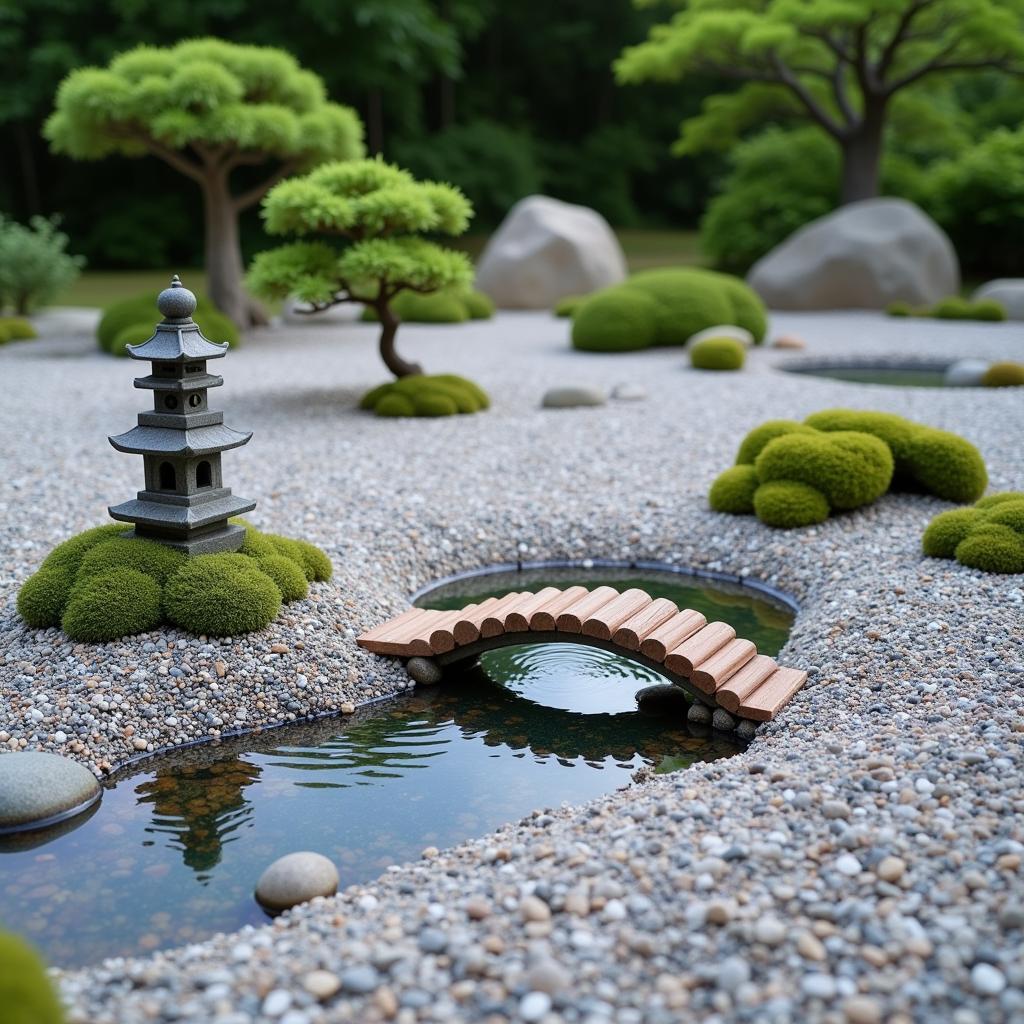 Japanese Zen Garden with Oriental Yard Art