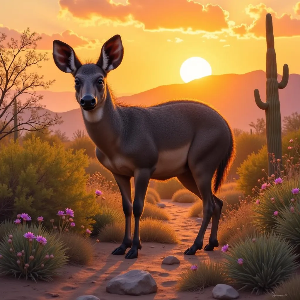 Javelina in Desert Landscape