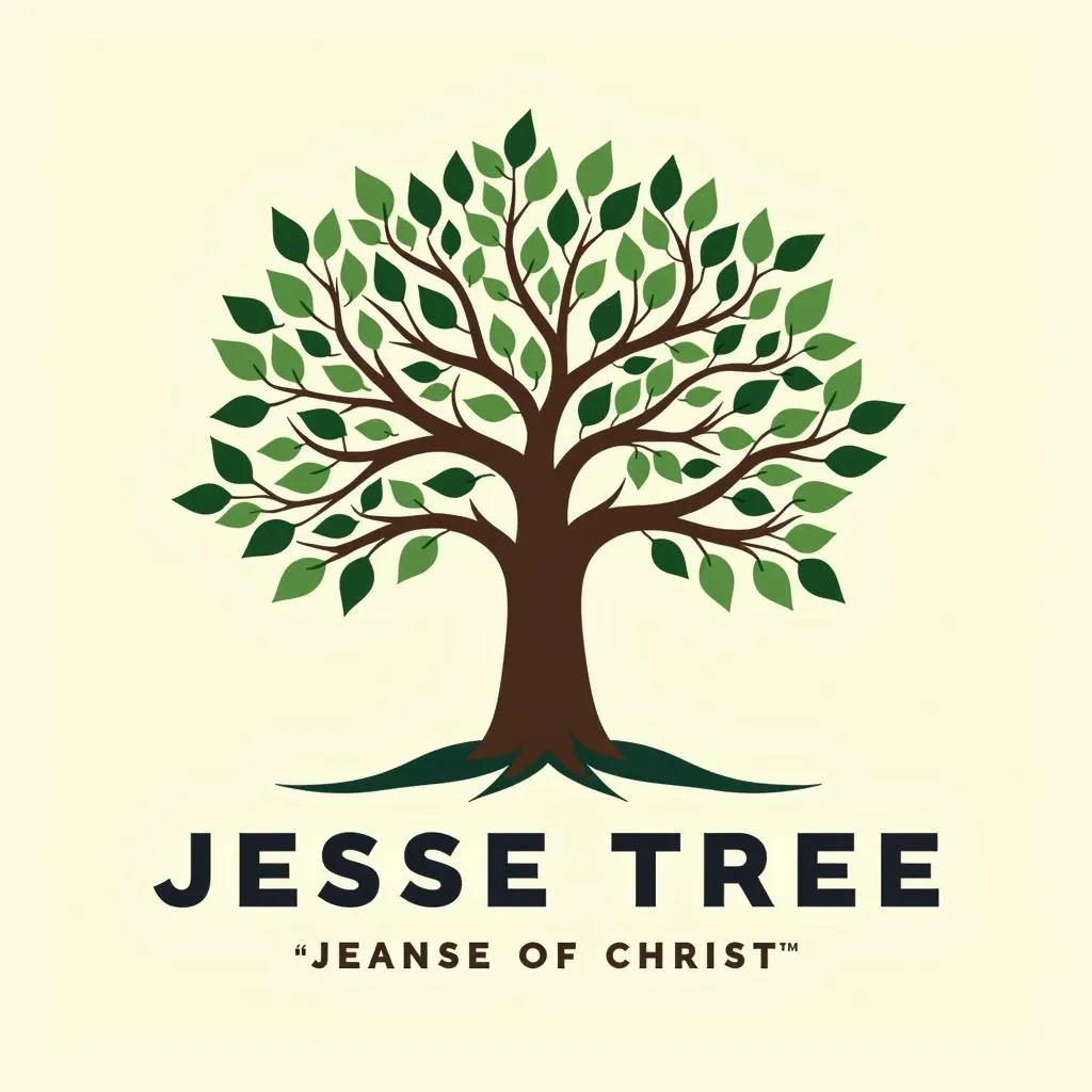 A graphic design of the Jesse Tree, with its branches and leaves symbolizing the lineage of Christ.