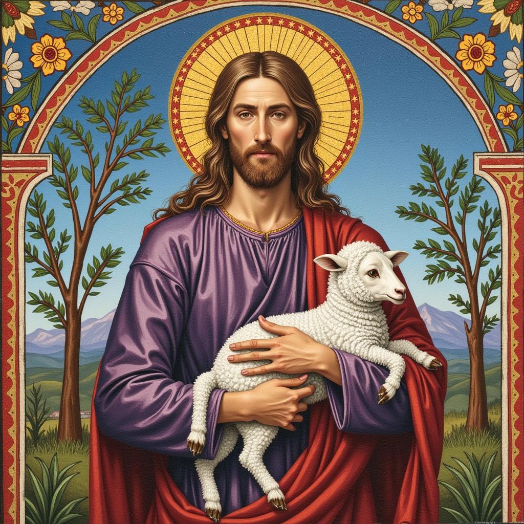 Ancient Mosaic of Jesus the Good Shepherd