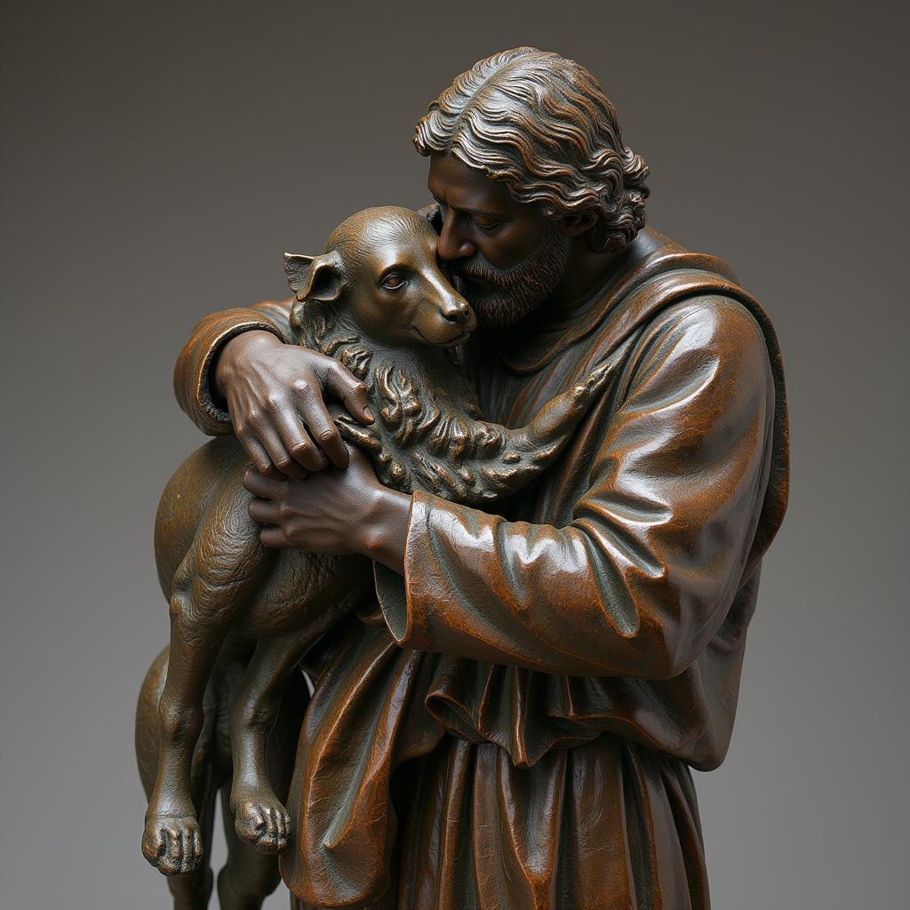 Modern Sculpture of Jesus the Good Shepherd