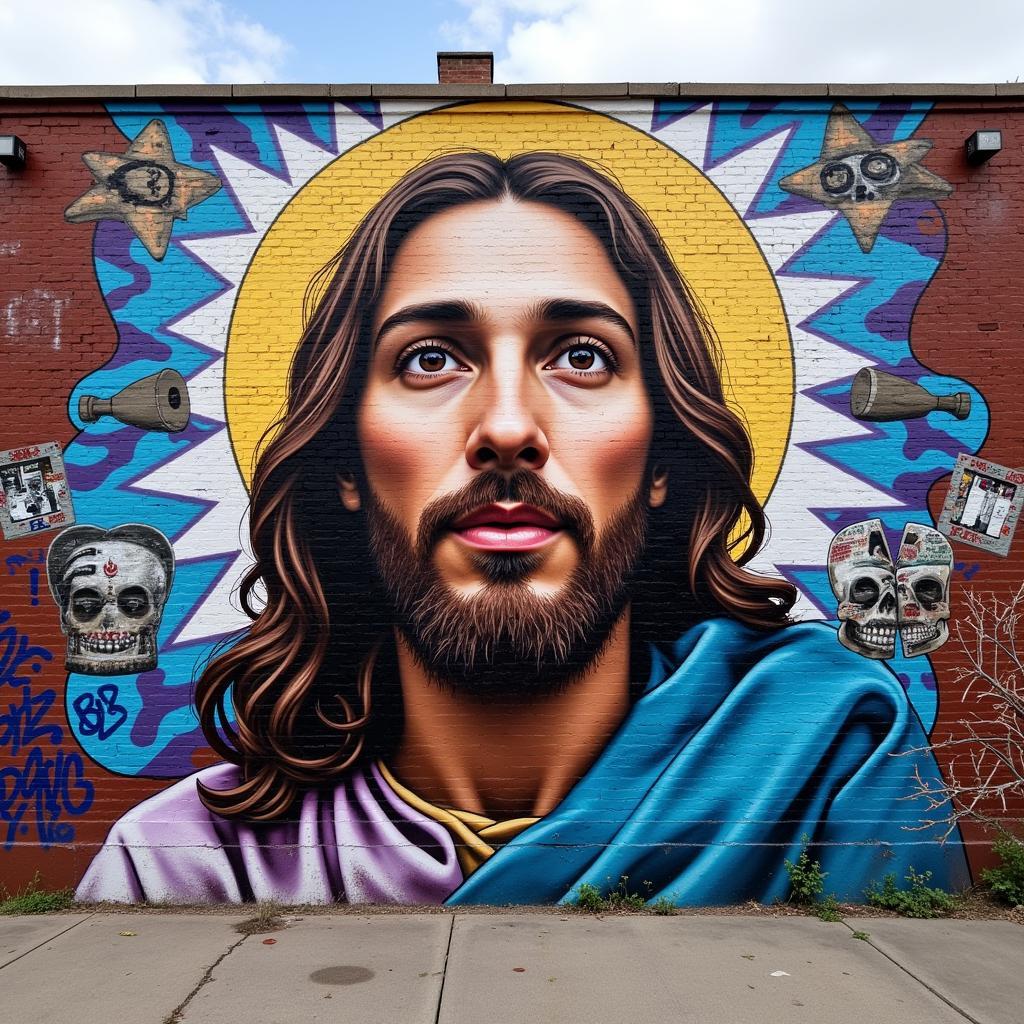 Jesus Street Art Graffiti Mural: Urban Expression of Faith