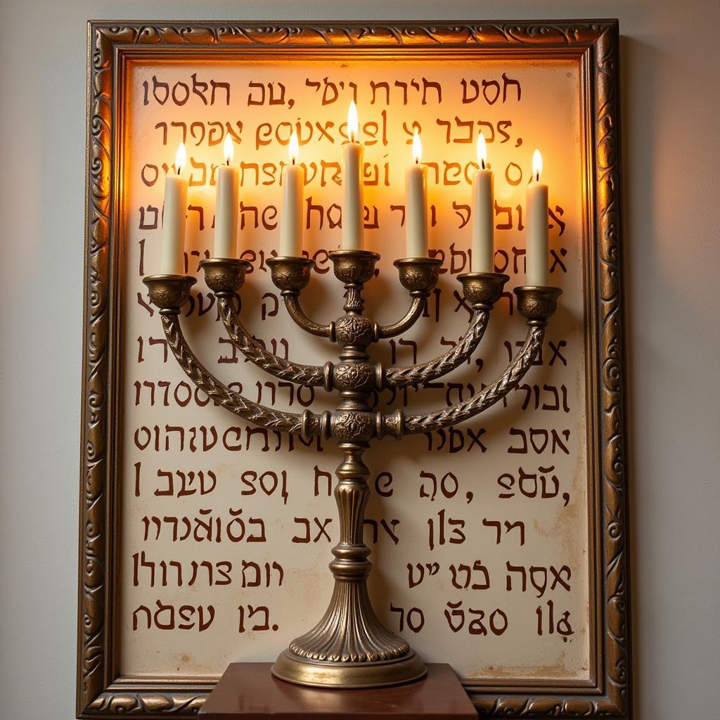 Jewish Wall Art Featuring a Menorah