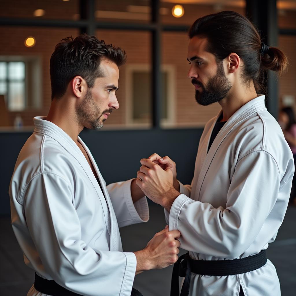 Johnson City Martial Arts Instructor Guiding Student