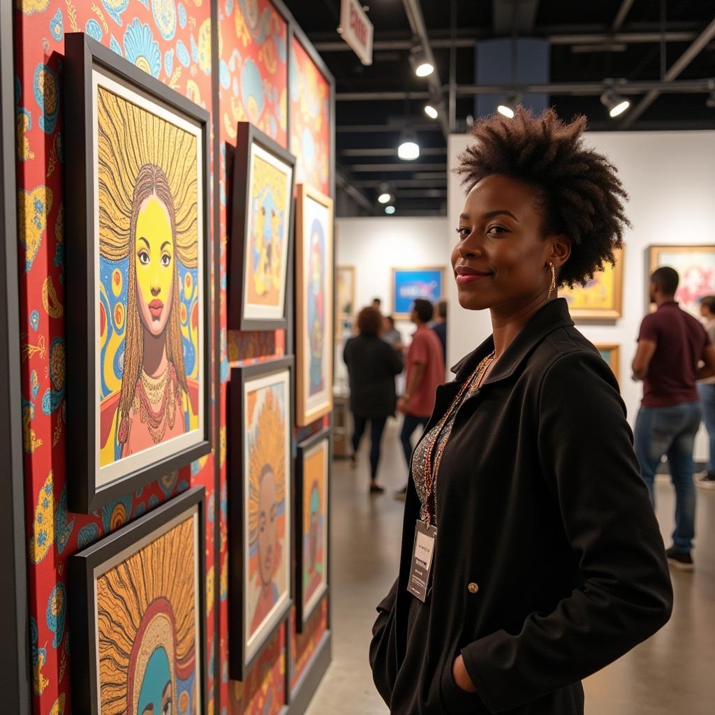 Artist showcasing their artwork at the Kalamazoo Black Arts Festival