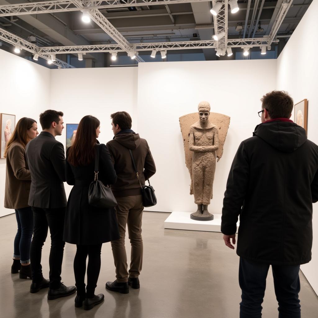 Visitors Admiring a Sculpture