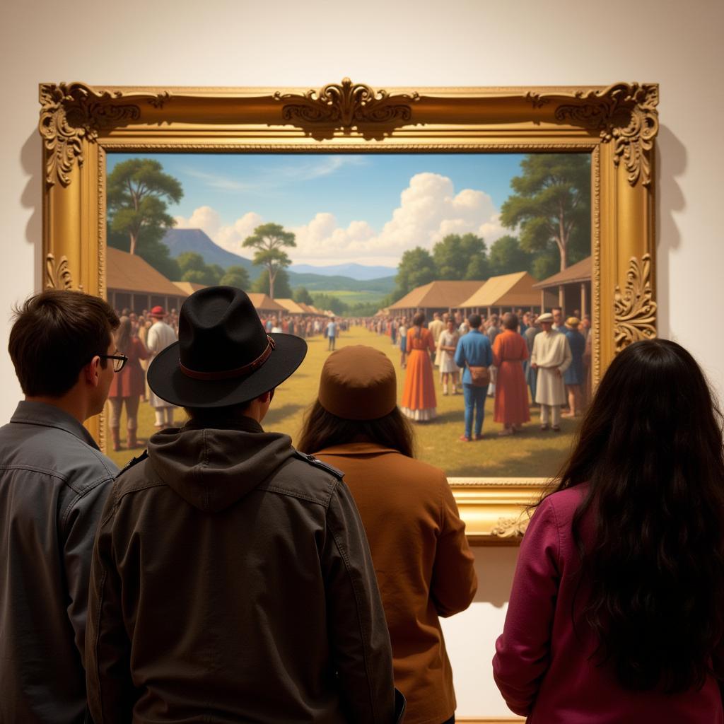 Visitors Viewing Painting at Cherokee Homecoming