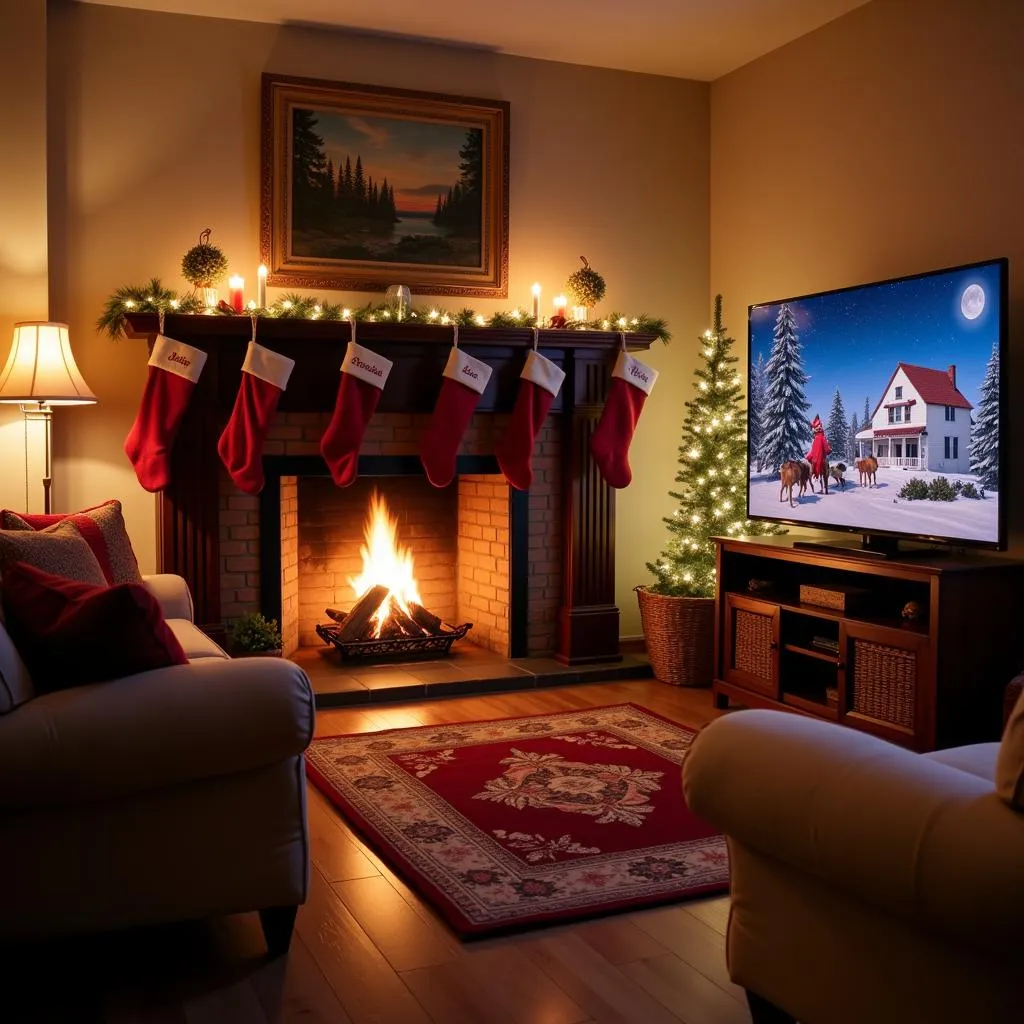 Frame TV Christmas Art Living Room