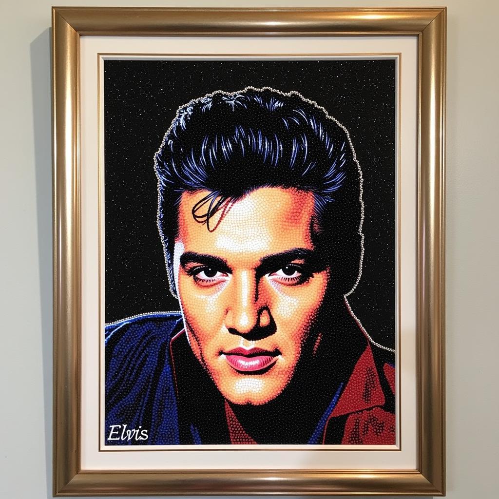 Khung tranh đính đá Elvis Presley hoàn thiện