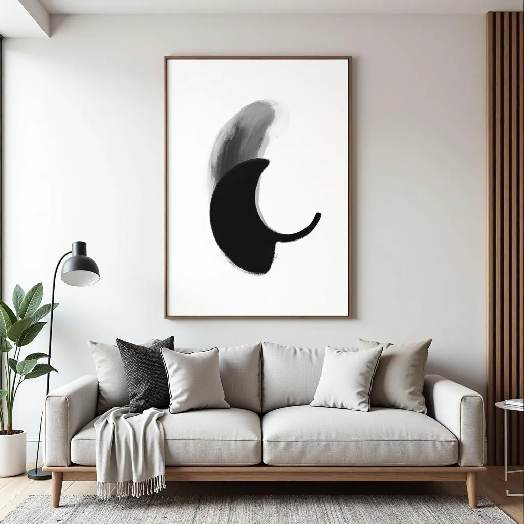 Minimalist Framed Artwork in Living Room