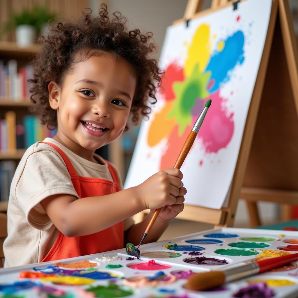 Kids Painting Supplies: Brushes, Paints, and Easel