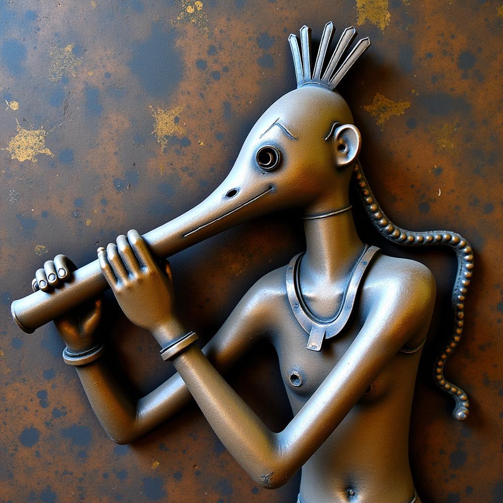 Kokopelli Playing Flute on Metal Wall Art