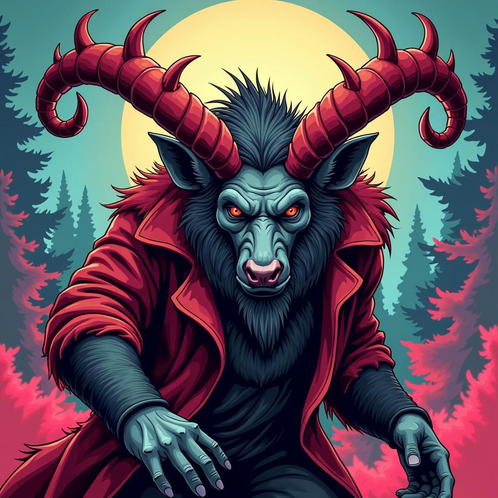 Modern Krampus Digital Art Illustration