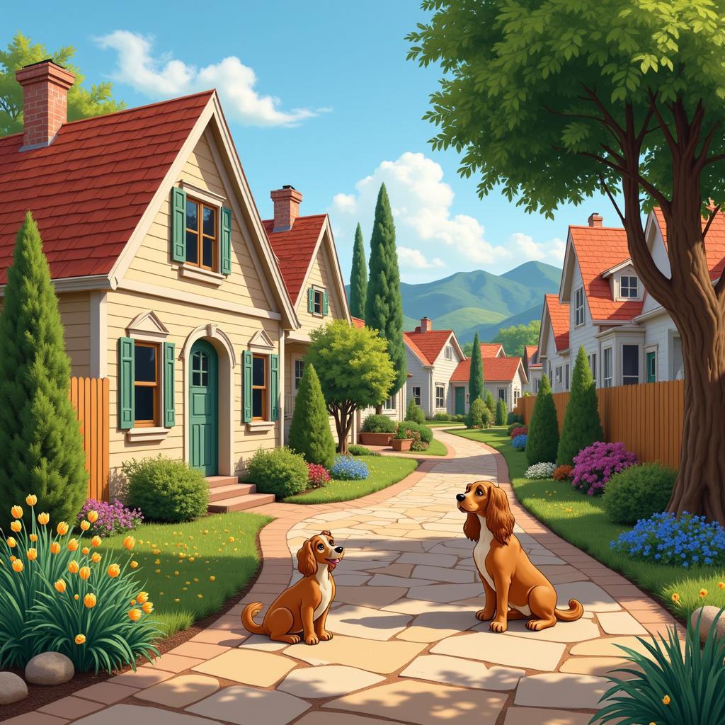 Background Painting of Lady and the Tramp's Neighborhood