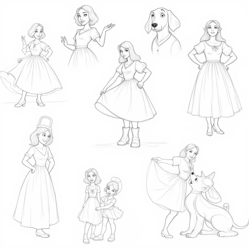 Early Character Sketches of Lady and the Tramp