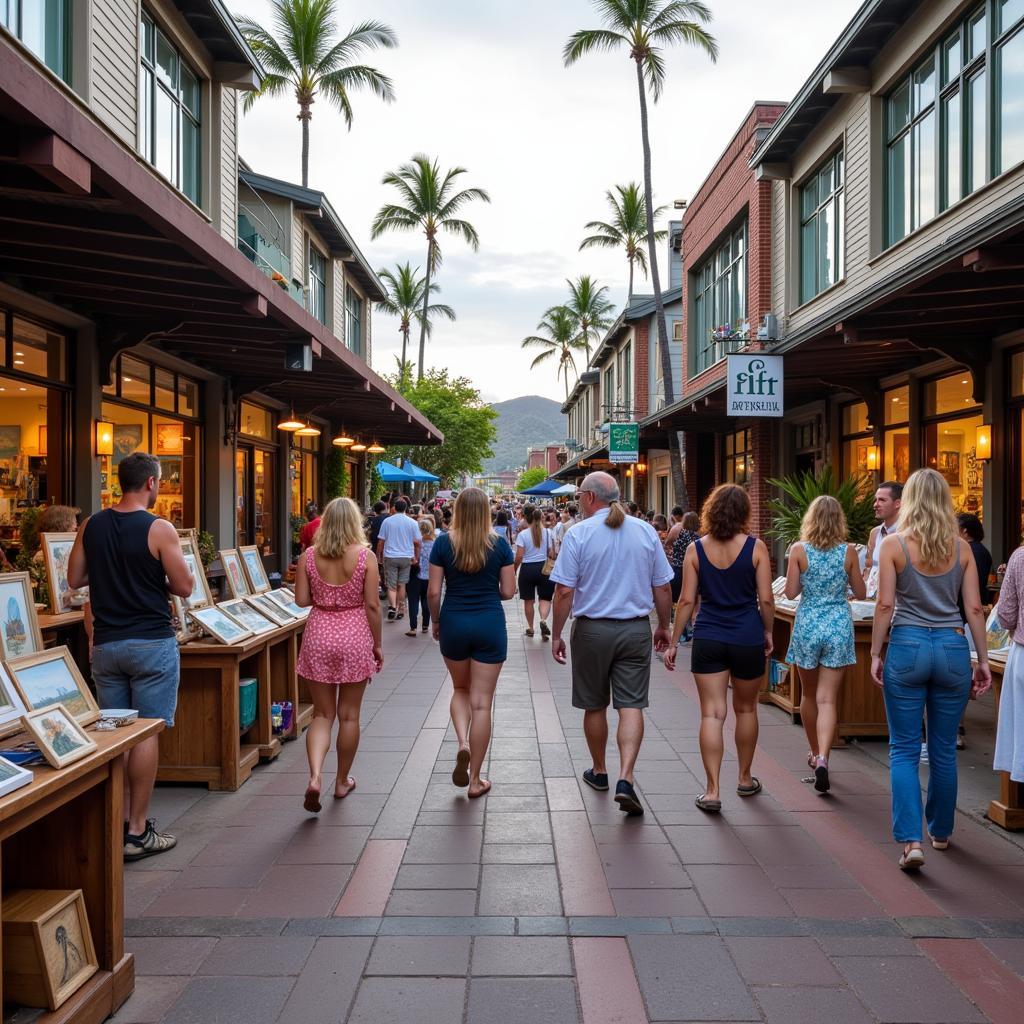 Crowds enjoying the Lahaina Front Street Art Walk