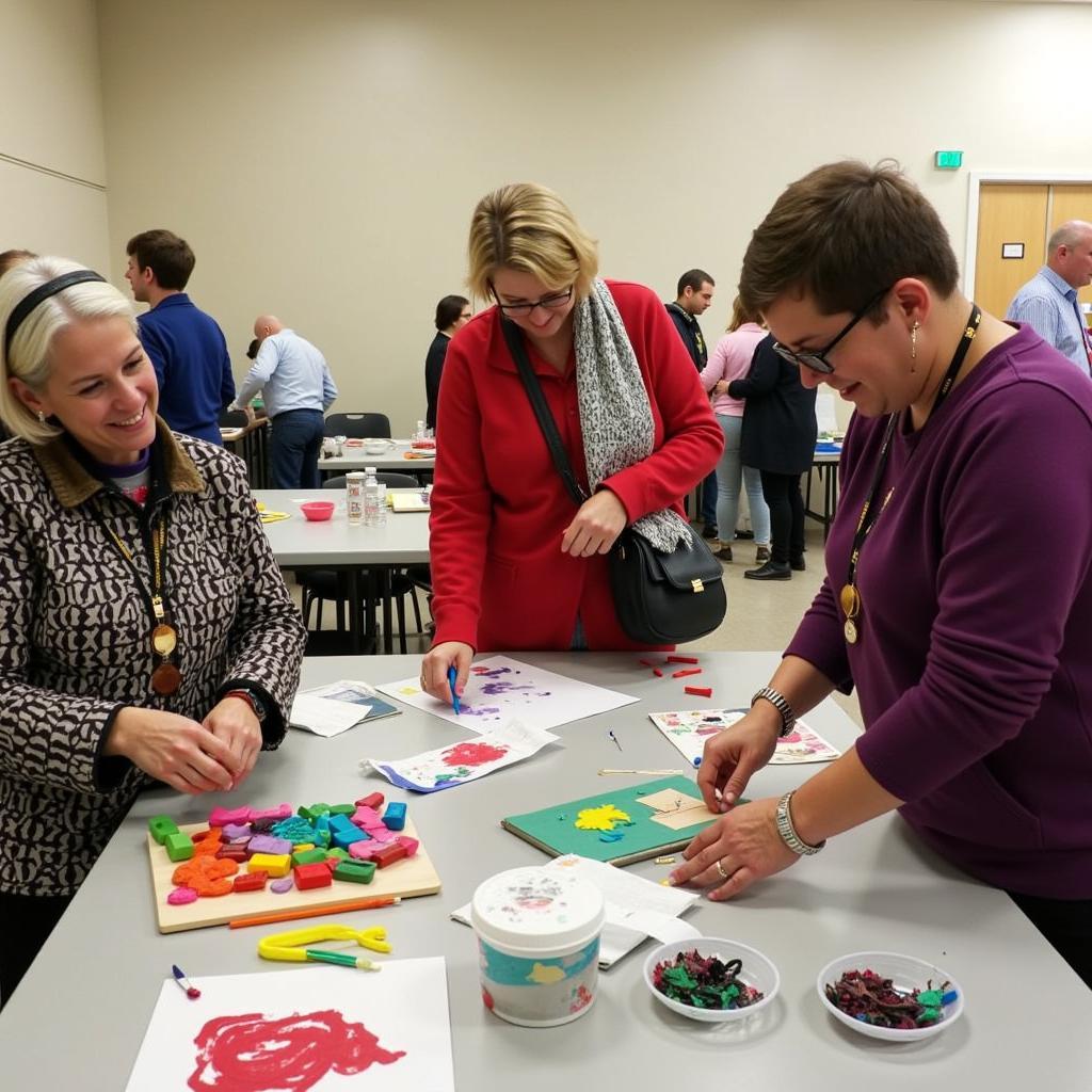 A group of enthusiastic participants engaged in a theater workshop at the Lake Orion Performing Arts Center, guided by experienced instructors.