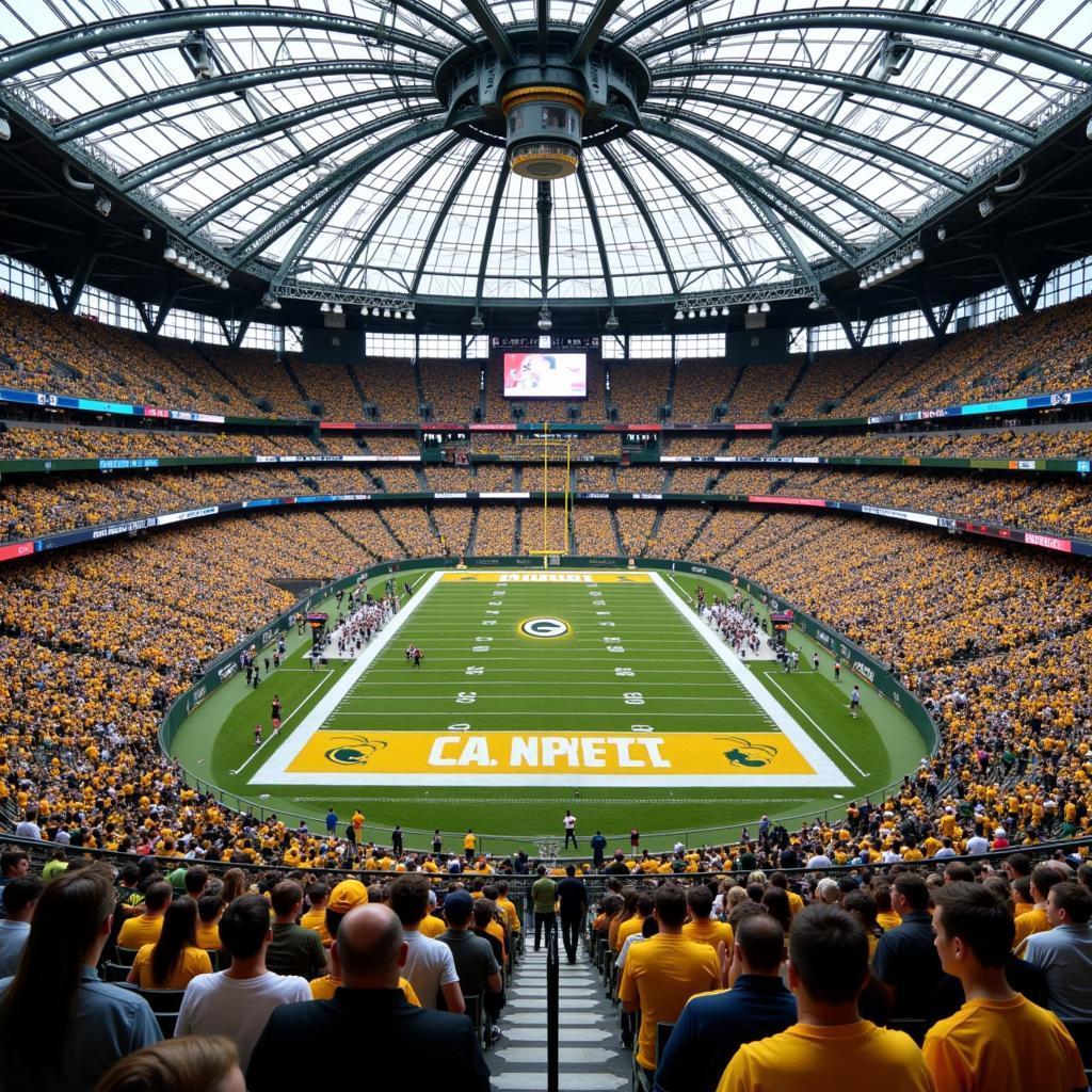 Display of fan-made art inside Lambeau Field celebrating the Green Bay Packers