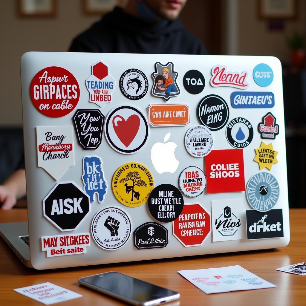 Laptop Decorated with Stickers