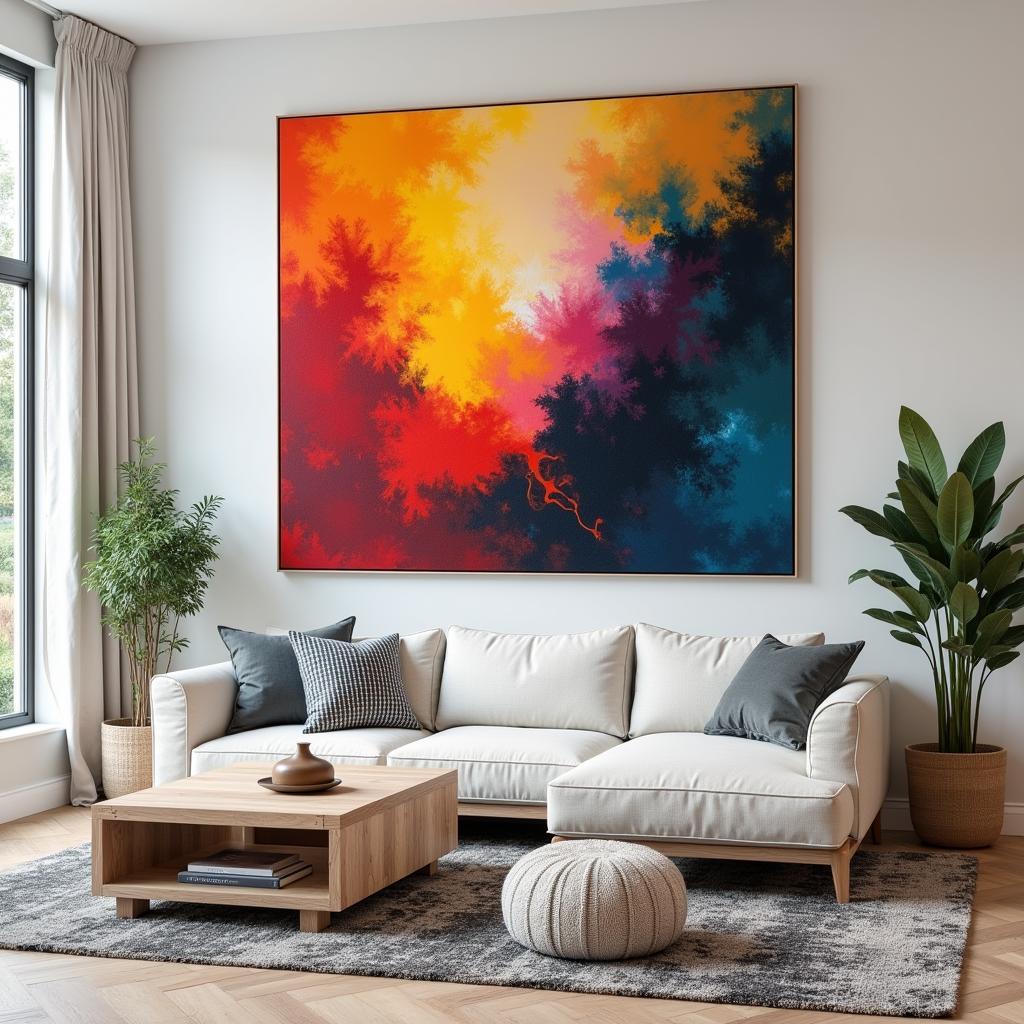 Large Abstract Wall Art in Living Room