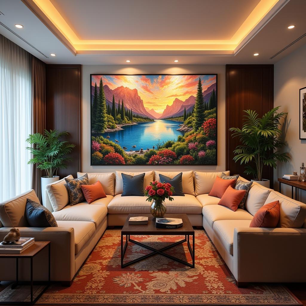 Living Room with Large Diamond Painting