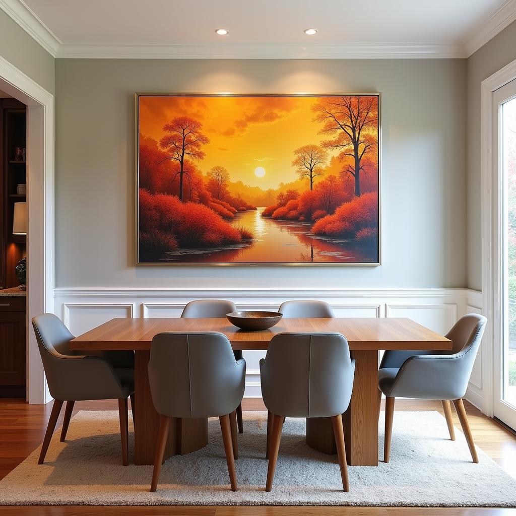 Large Original Art in a Dining Room