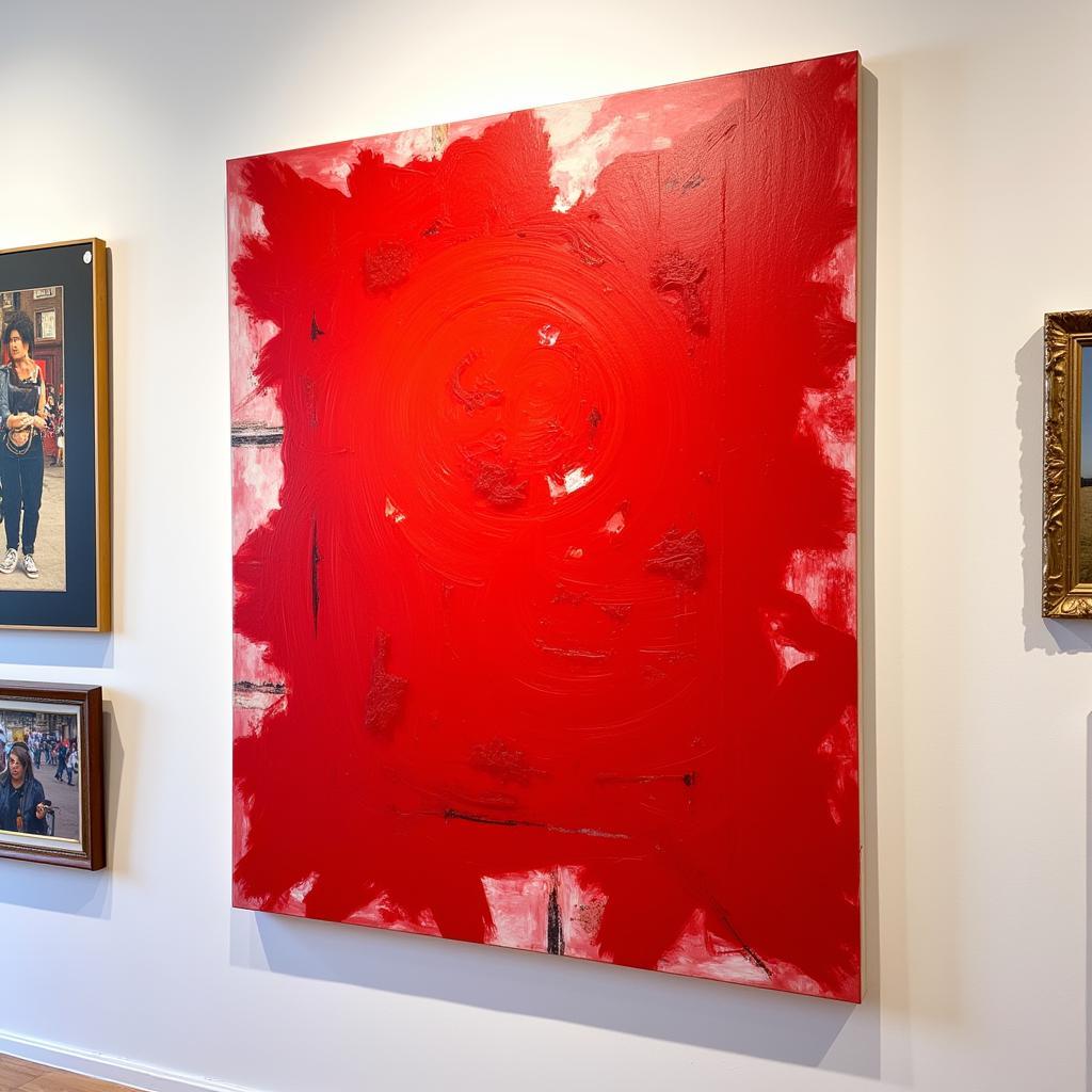 Modern Large Red Abstract Art on a Gallery Wall