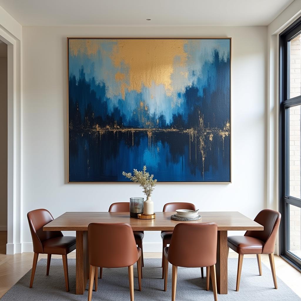 Large-Scale Abstract Painting in a Dining Room