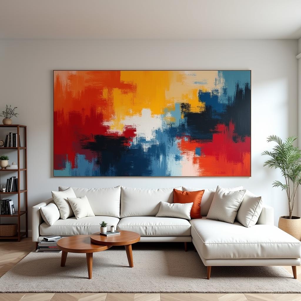 Large Scale Abstract Painting in a Modern Interior