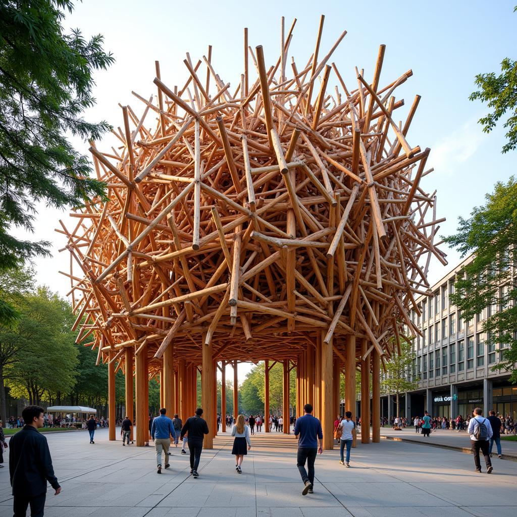 Large-Scale Wood Installation in Public Space