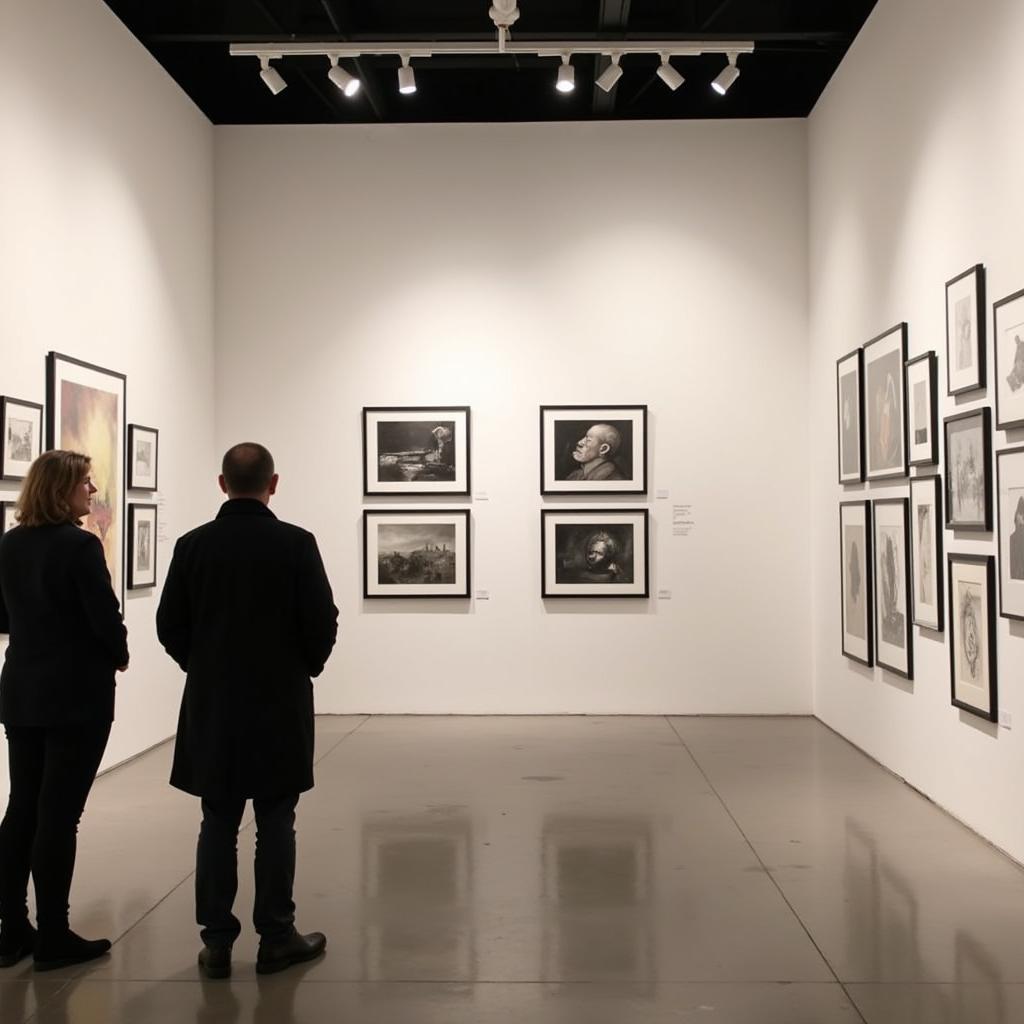 Artwork by Laurie Lipton on display at a gallery exhibition