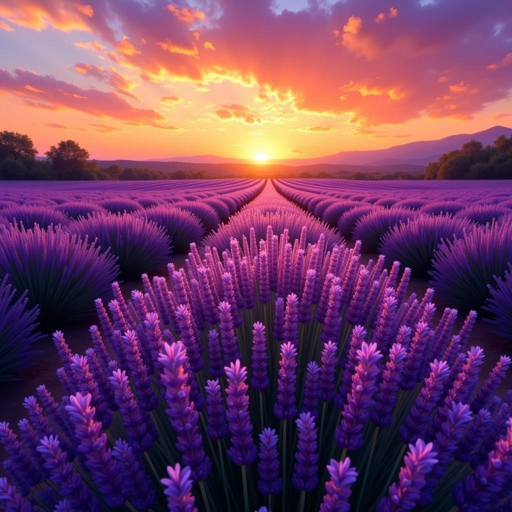 Digital art of a lavender field