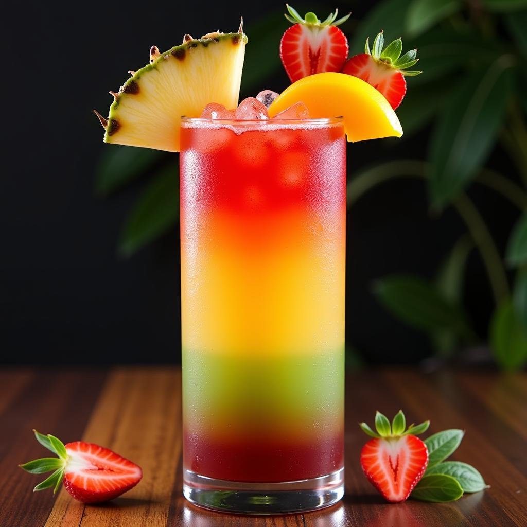 Layered Cocktail with Tropical Fruits