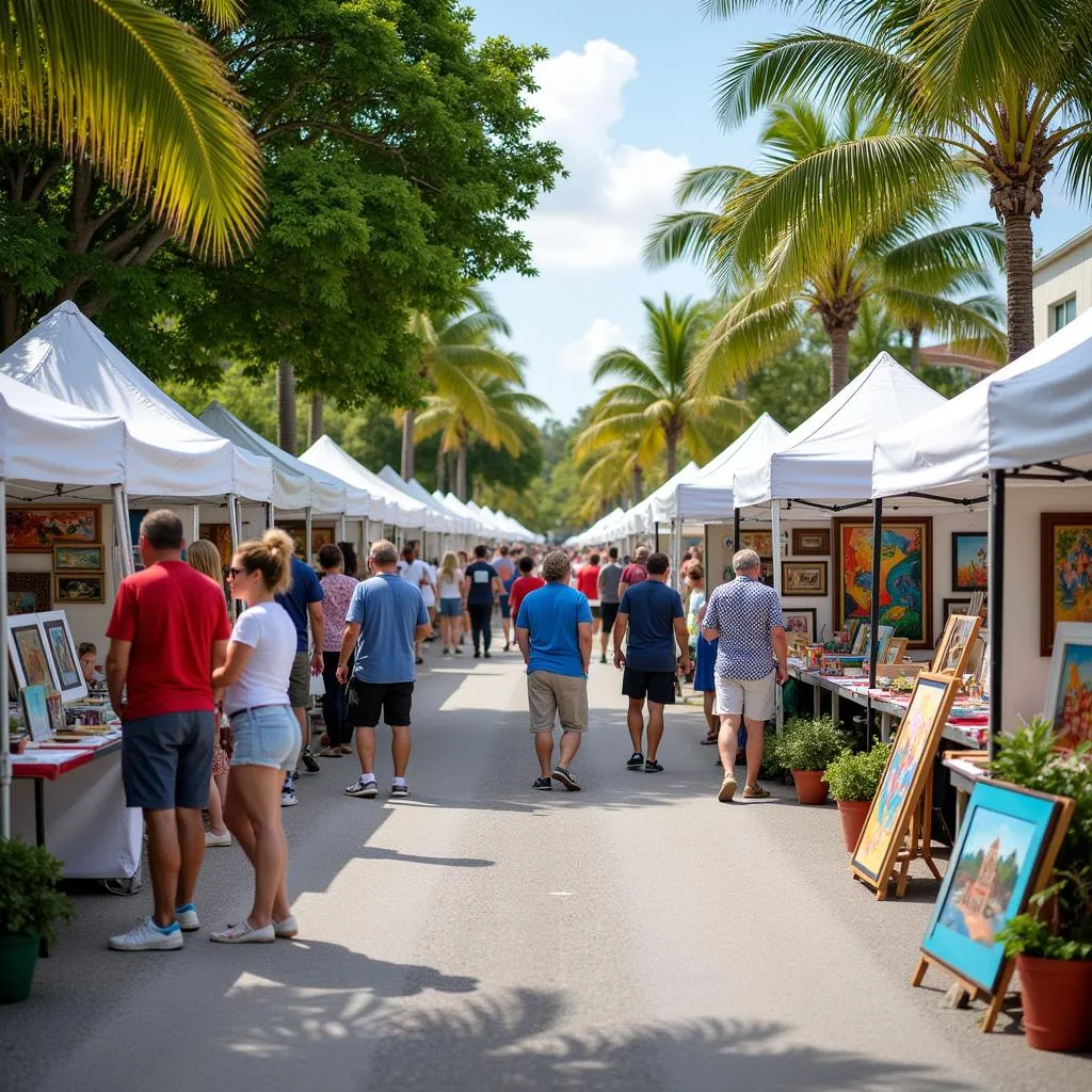 Gian hàng triển lãm tranh tại Lễ hội Nghệ thuật Đảo Sanibel