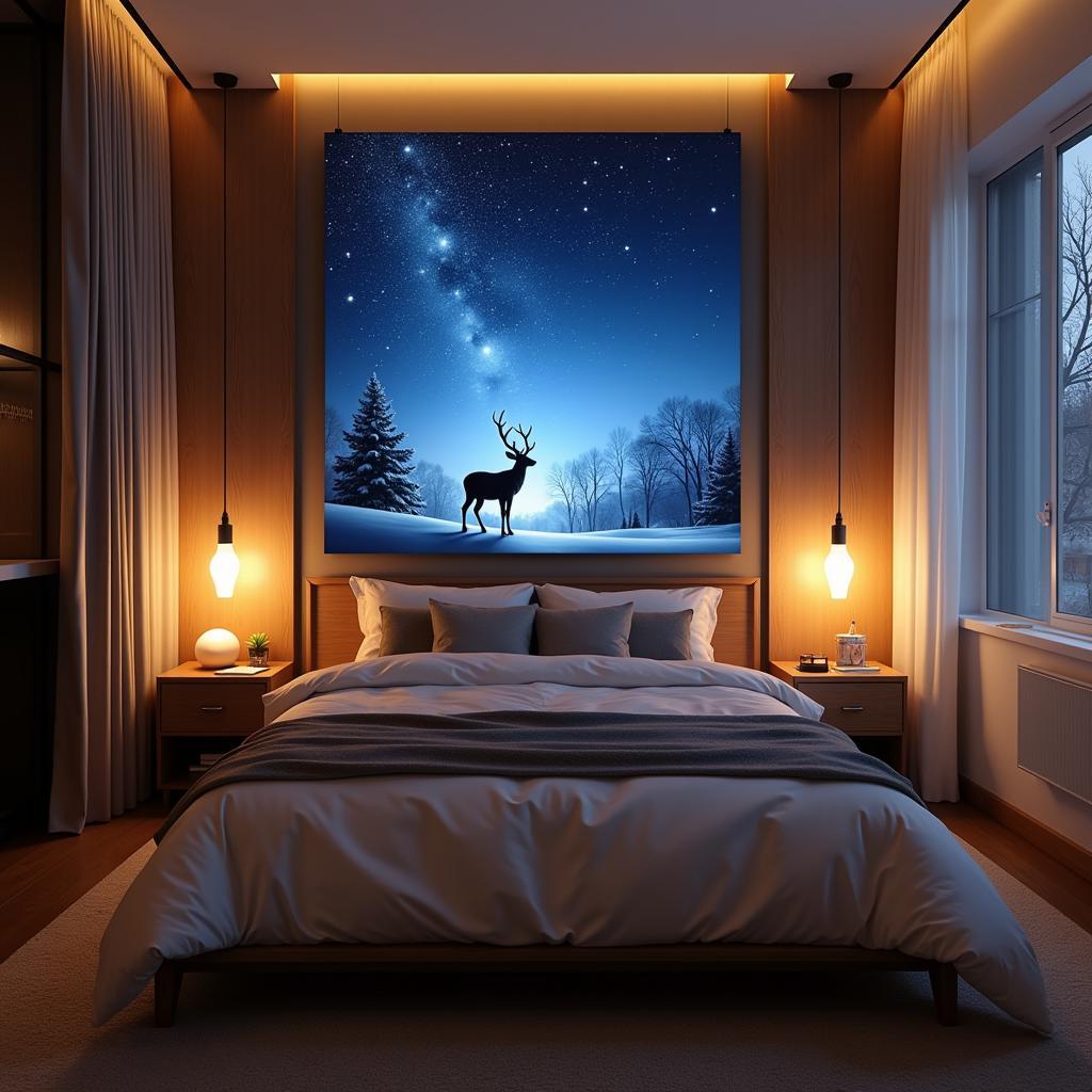 LED Christmas Canvas Wall Art in Bedroom